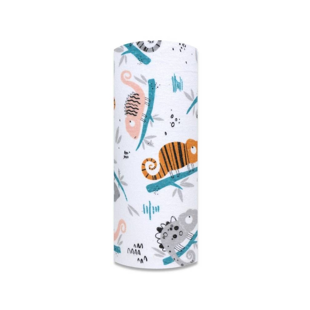 Diaper - 27626- FLANNEL PRINT - EGA -  KAMELEON - ORANGE- size 70x80 cm