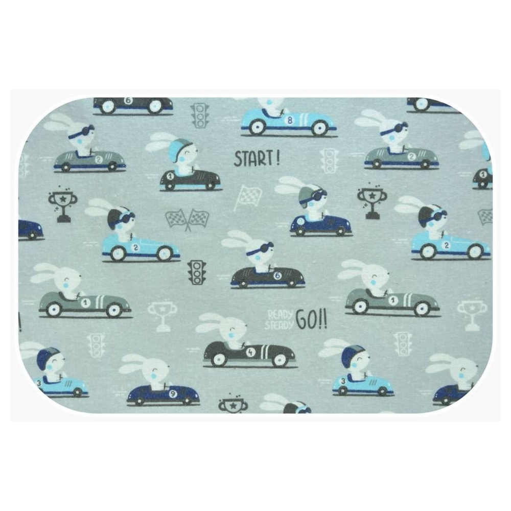 Diaper - 18457 - FLANNEL PRINT - EGA -  KRÓLIK W AUCIE - GREY - size 70x80 cm