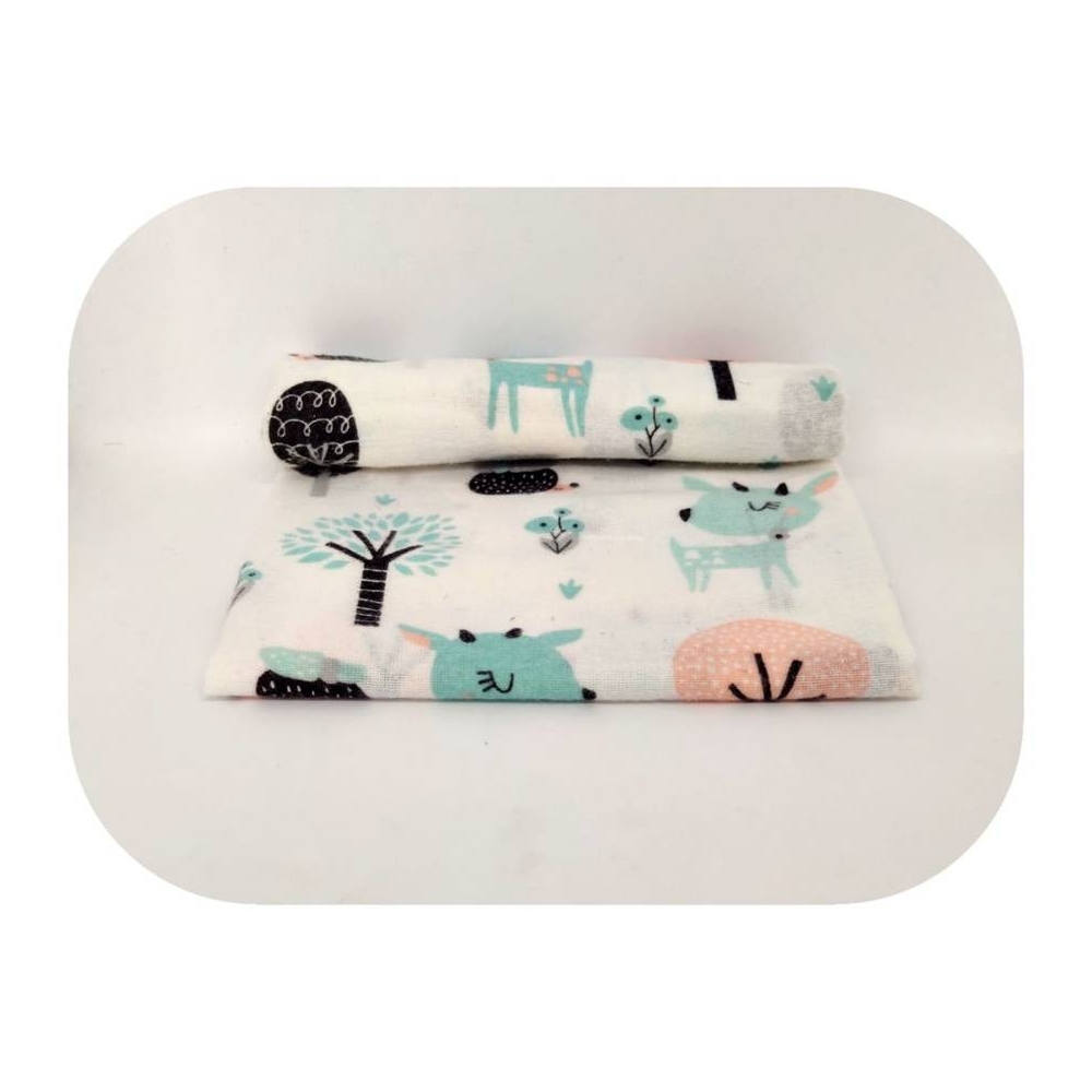 Diaper - 22676 - FLANNEL PRINT - EGA -  JELONEK - WHITE - size 70x80 cm