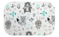 Diaper - 27039 - FLANNEL PRINT - EGA - ZWIERZĘTA LEŚNE - MINT- size 70x80 cm