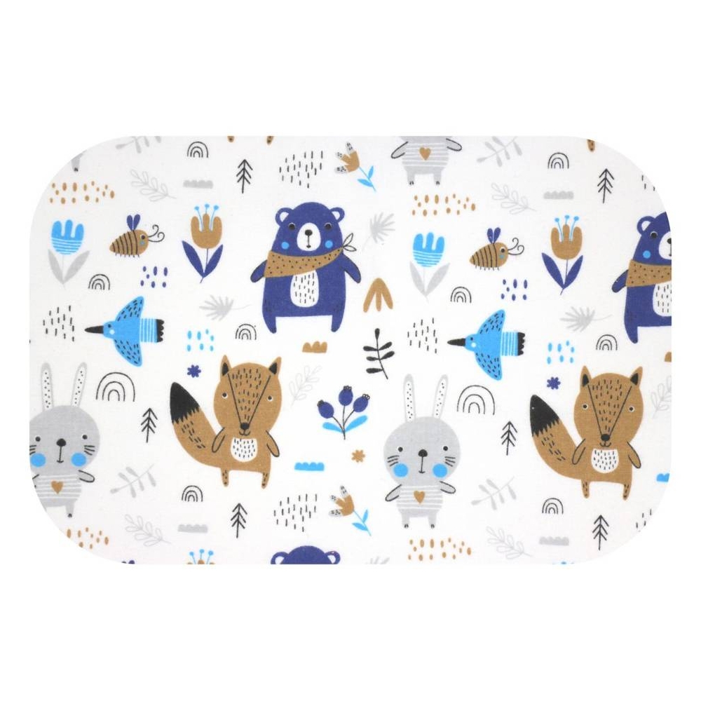 Diaper - 20283 - FLANNEL PRINT - EGA - ZWIERZĘTA LEŚNE - NAVY BLUE - size 70x80 cm