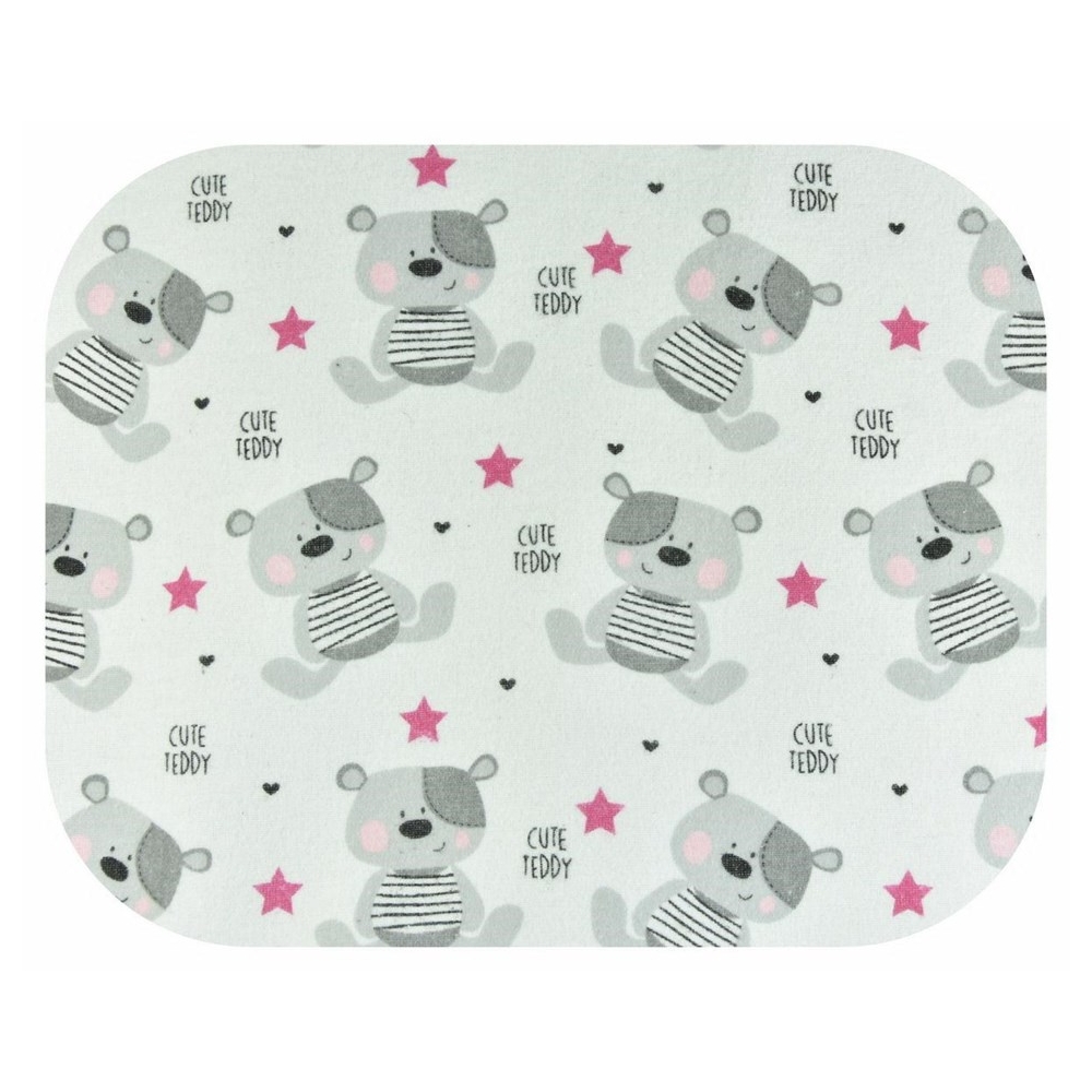 Diaper - 18327 - FLANNEL PRINT - EGA - CUTE TEDDY - PINK  - size 70x80 cm
