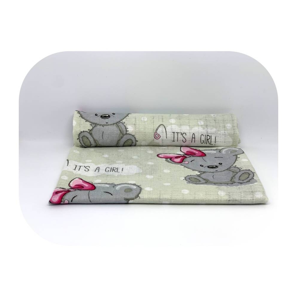 Diaper - 19935 - TETRA PRINT - EGA - GIRL - GREY - size 70x80 cm