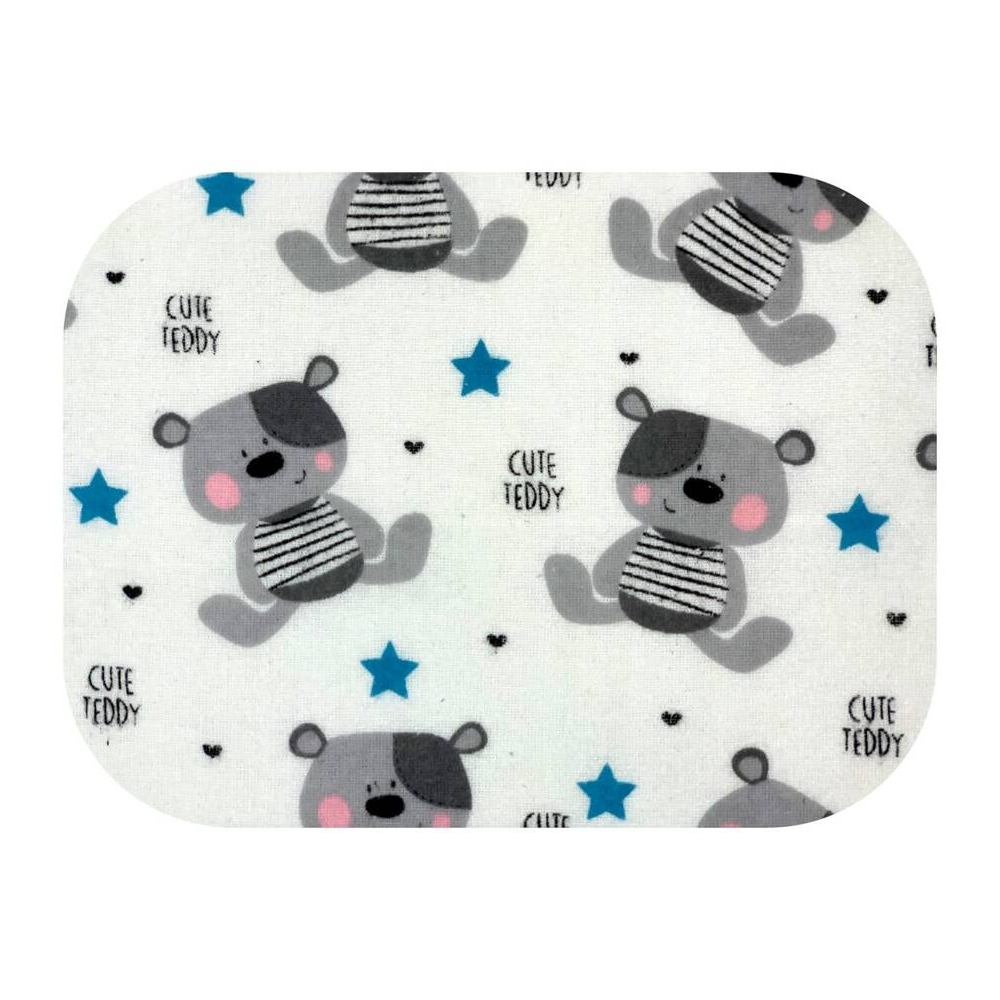 Diaper - 19850  - FLANNEL PRINT - EGA - CUTE TEDDY - BLUE - size 70x80 cm