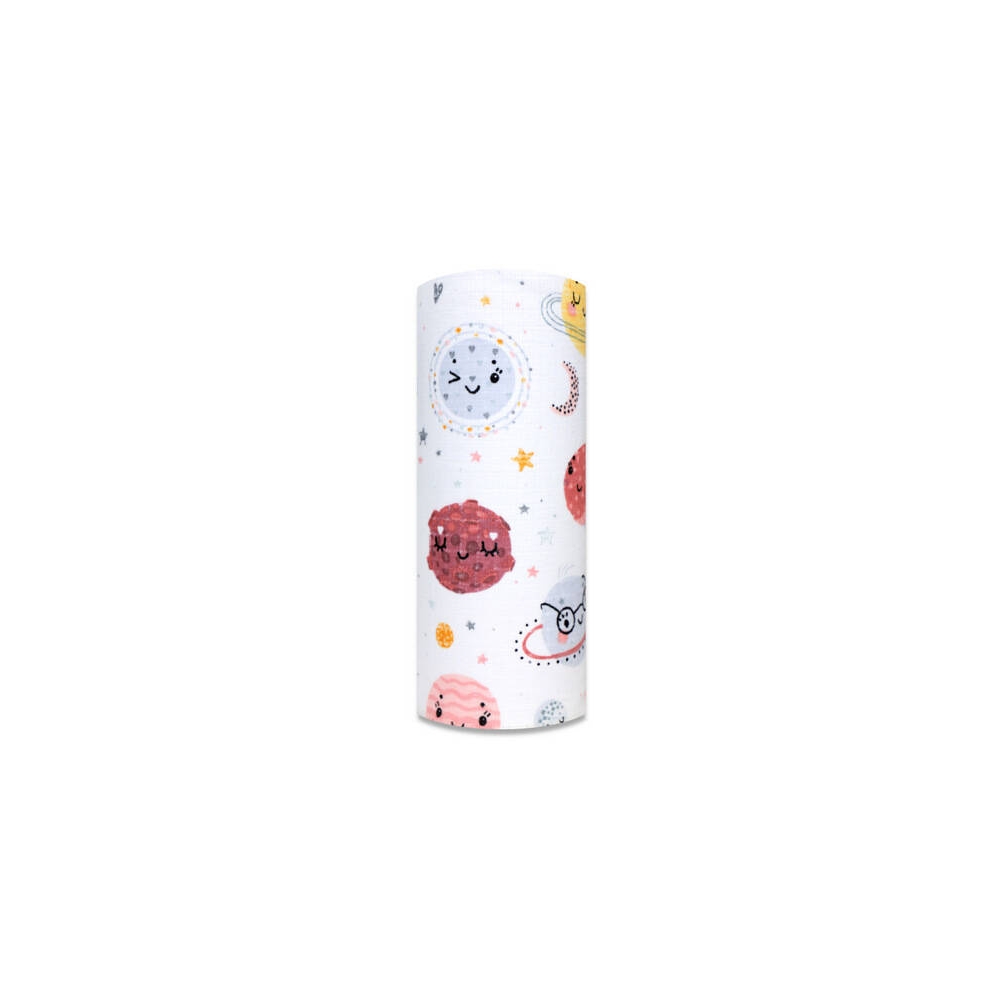 Diaper - 12479 - TETRA PRINT - EGA - PLANETS - BEIGIE - size 70x80 cm