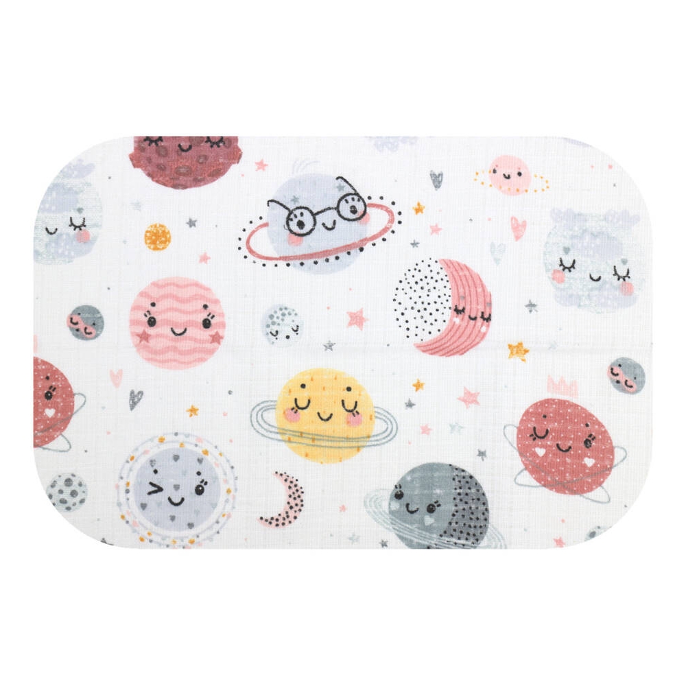 Diaper - 12479 - TETRA PRINT - EGA - PLANETS - BEIGIE - size 70x80 cm