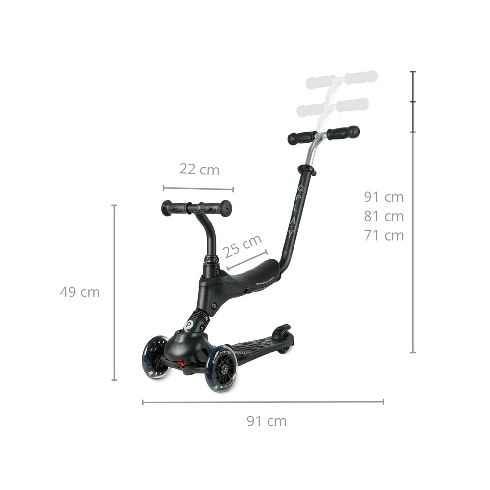 Qplay Hulajnoga Sema Pro 3w1 Black