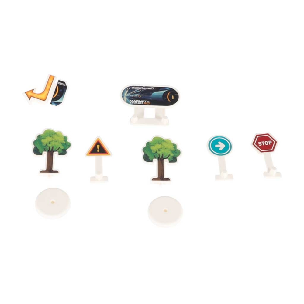 Magnetinių kaladėlių - lenktynių trasos rinkinys, 127 dalys-Žaislai, Konstruktoriai, Auto ir transporto žaislai, Garažai, trasos
