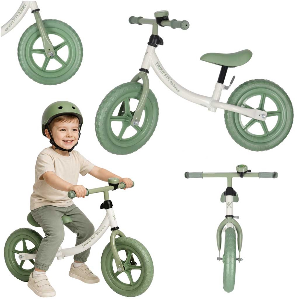 Balansinis dviratis su skambučiu Trike Fix Balance, žalias