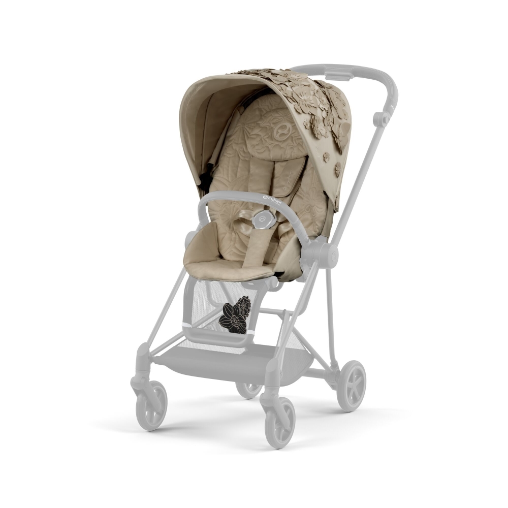 Sėdynės audinys Cybex MIOS SIMPLY FLOWERS BEIGE, mid beige-Vaikiški vežimėliai, Lopšiai ir rėmai-e-vaikas