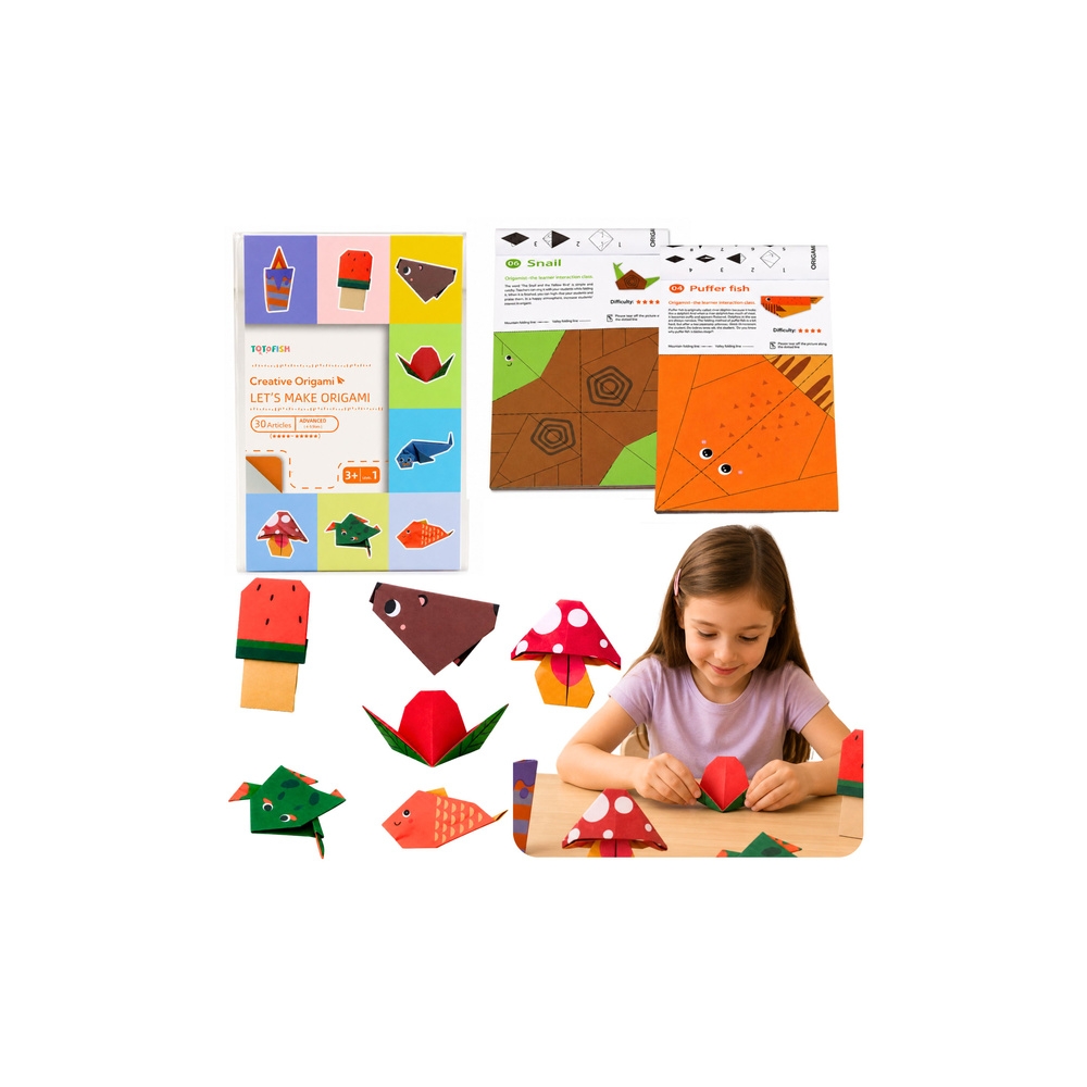 Kolorowy Zeszyt z Origami Dla Dzieci Zwierzęta Poziomy Trudności 30 Arkuszy