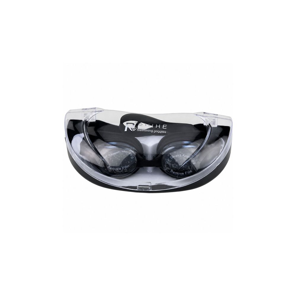 Okulary Do Pływania Regulowane Powłoka Anti Fog Ochrona UF Czarne Etui