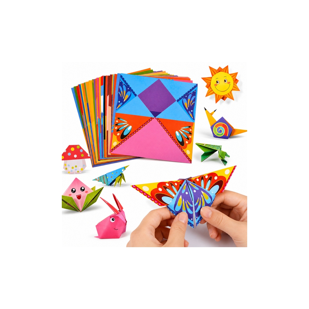 Zestaw Do Origami Papier Kolorowy Książeczka Instruktażowa 100 Arkuszy