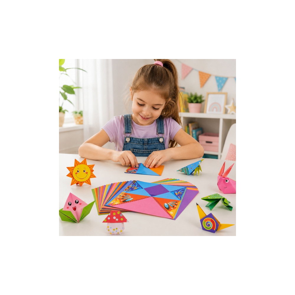 Zestaw Do Origami Papier Kolorowy Książeczka Instruktażowa 100 Arkuszy