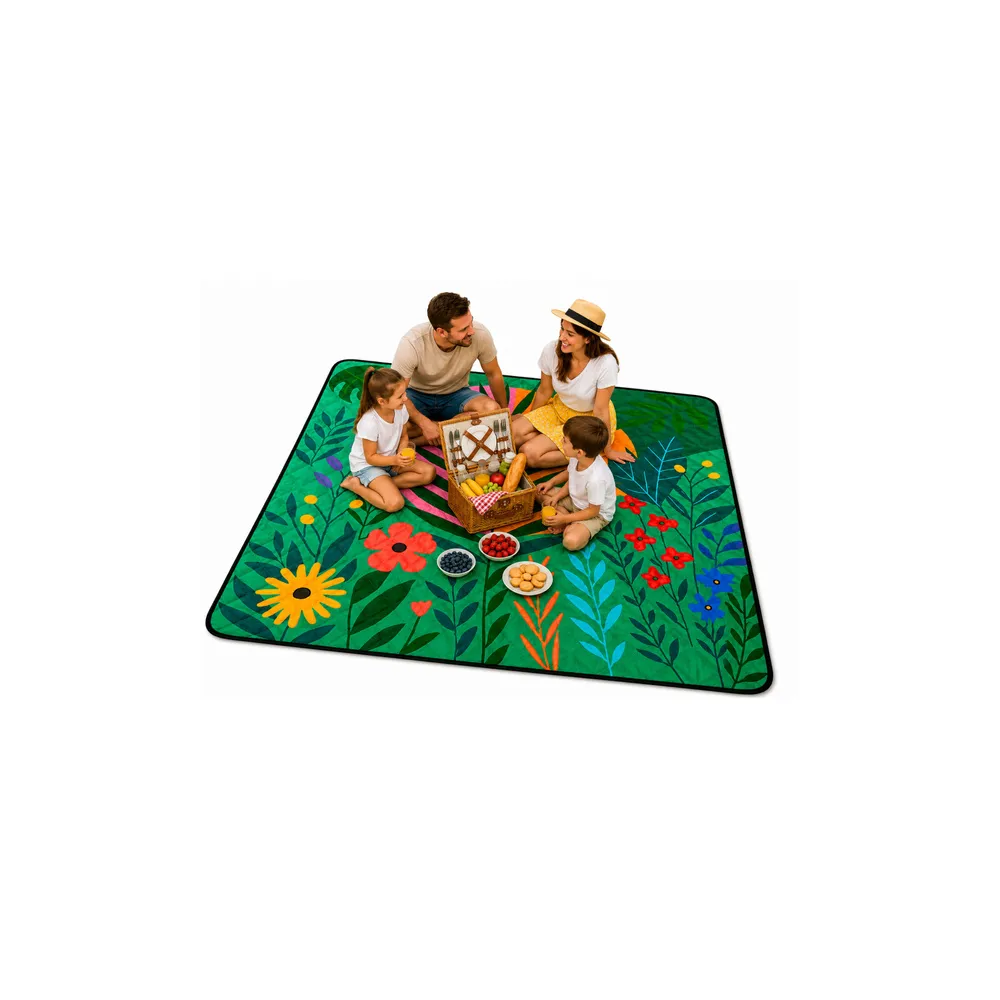 Pikniko, paplūdimio kelioninis pledas su augalų motyvais, spalvota, 100x150 cm-Namai, laisvalaikis, turizmas, Turizmas-e-vaikas