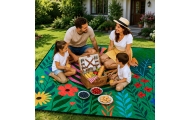 Pikniko, paplūdimio kelioninis pledas su augalų motyvais, spalvota, 100x150 cm-Namai, laisvalaikis, turizmas, Turizmas-e-vaikas