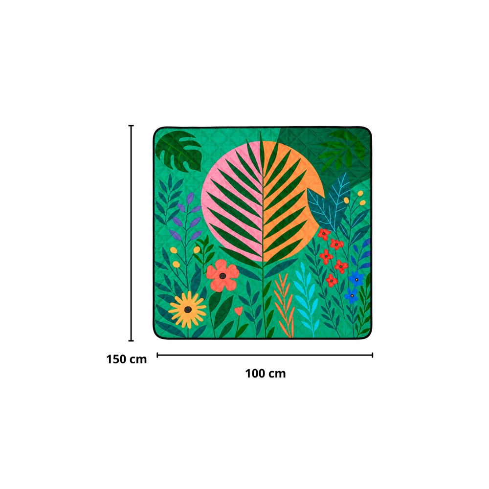 Pikniko, paplūdimio kelioninis pledas su augalų motyvais, spalvota, 100x150 cm-Namai, laisvalaikis, turizmas, Turizmas-e-vaikas