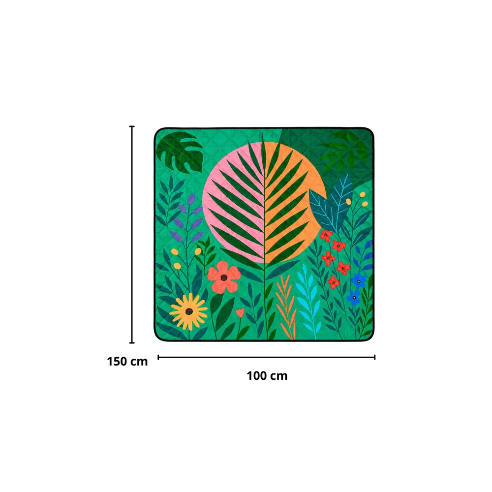 Pikniko, paplūdimio kelioninis pledas su augalų motyvais, spalvota, 100x150 cm-Namai, laisvalaikis, turizmas, Turizmas-e-vaikas
