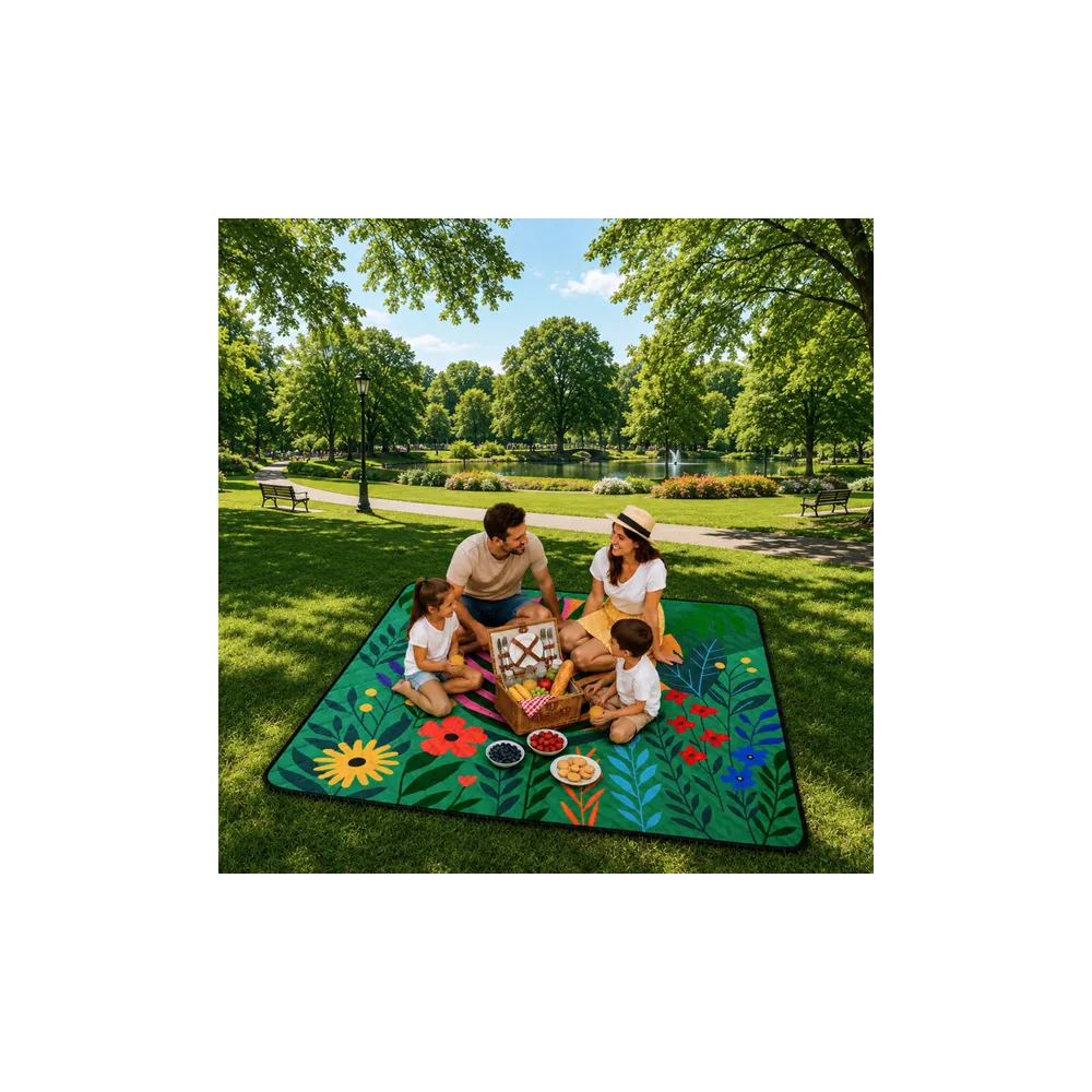 Koc Piknikowy Plażowy Turystyczny Mata Rośliny Kolorowa 100x150 cm