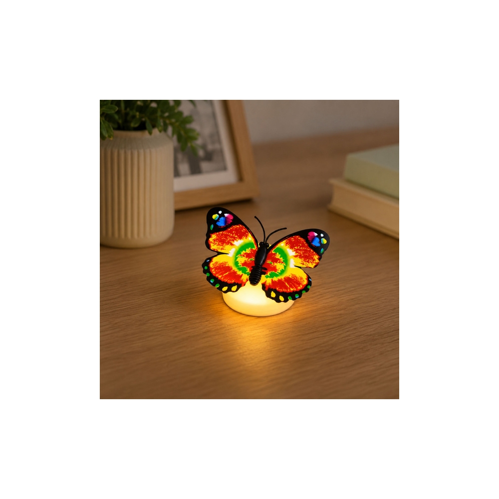 Świecący Motylek LED Dekoracja Do Przyklejenia Samoprzylepny 6x5 cm