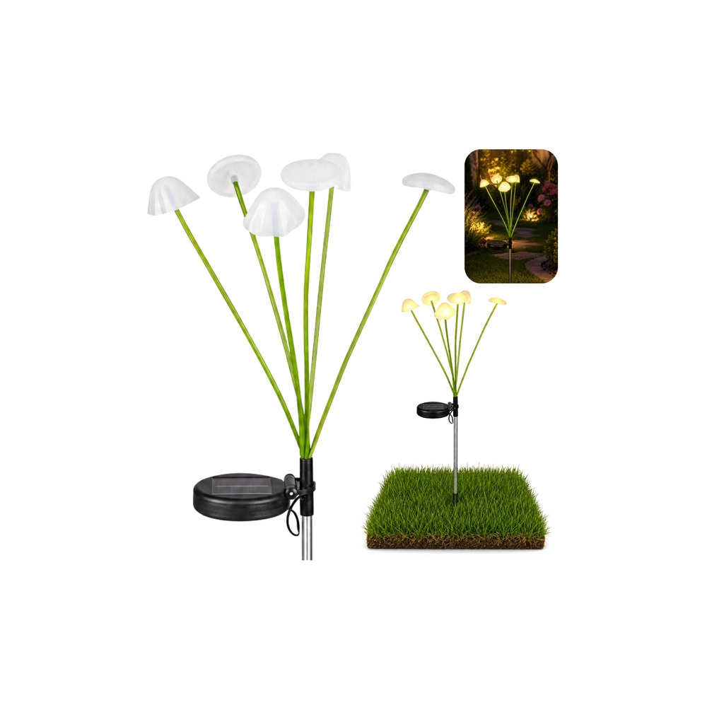 Dekoratyvinė sodo saulės lempa Grybai su šilta LED, 70 cm-Namai, laisvalaikis, turizmas, Sodas - daržas-e-vaikas