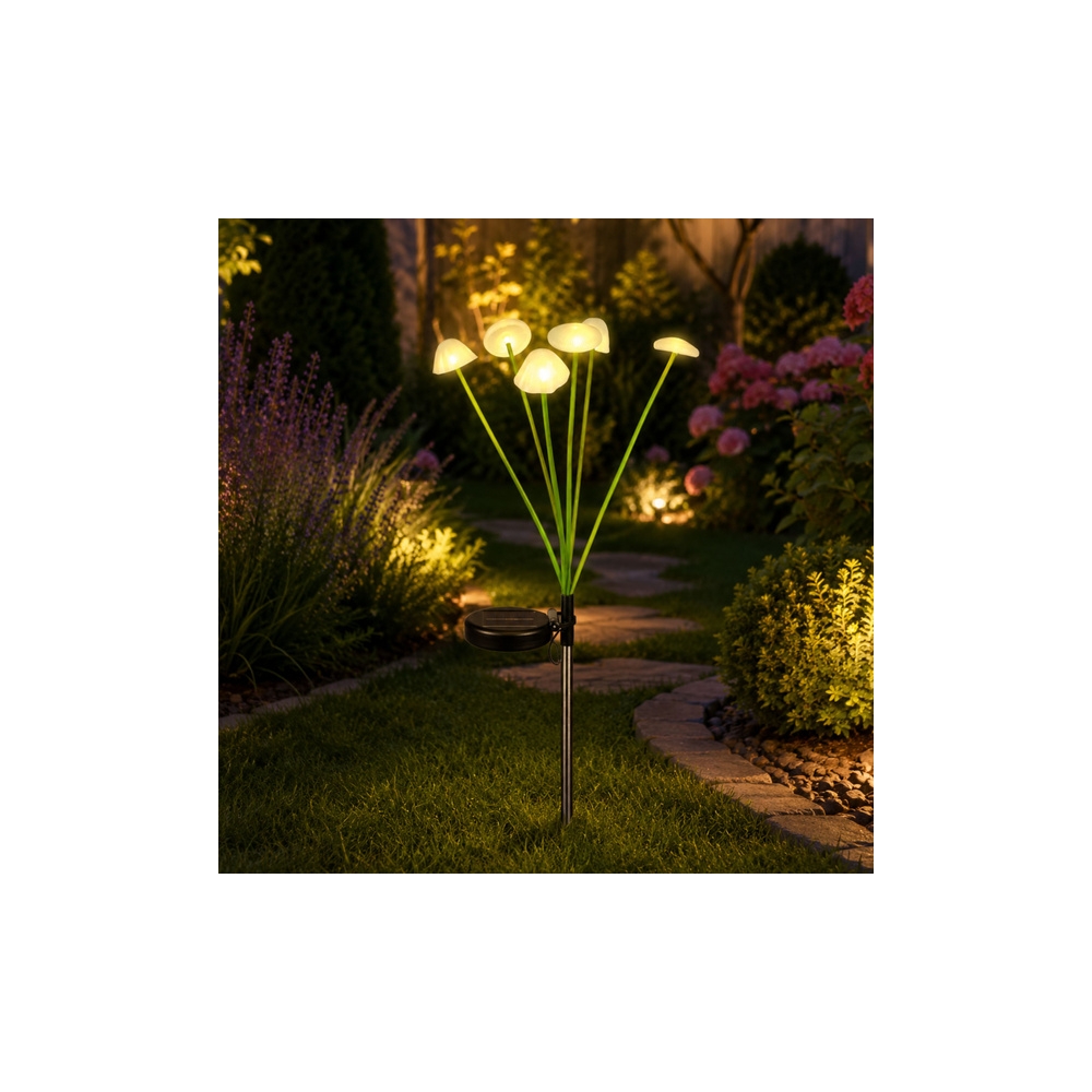 Dekoratyvinė sodo saulės lempa Grybai su šilta LED, 70 cm-Namai, laisvalaikis, turizmas, Sodas - daržas-e-vaikas
