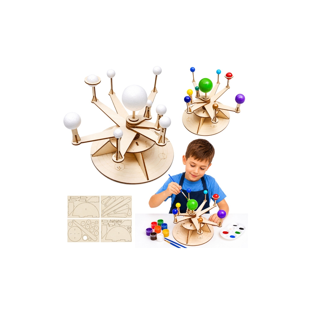 Drewniany Model Układu Słonecznego Planety DIY Zestaw Edukacyjny