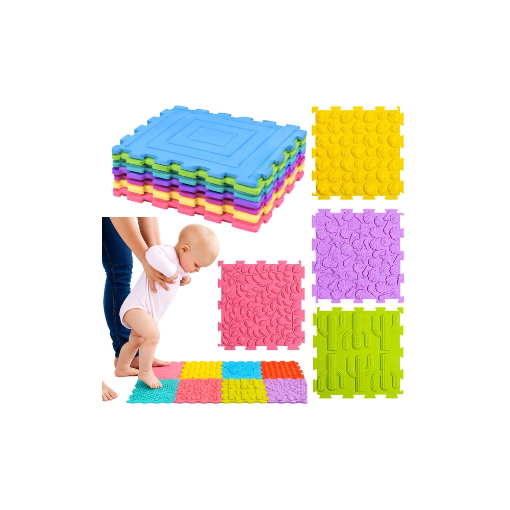 Sensoryczne Puzzle Silikonowe Mata Ścieżka Sensoryczna Kolorowe 25 cm 12el.