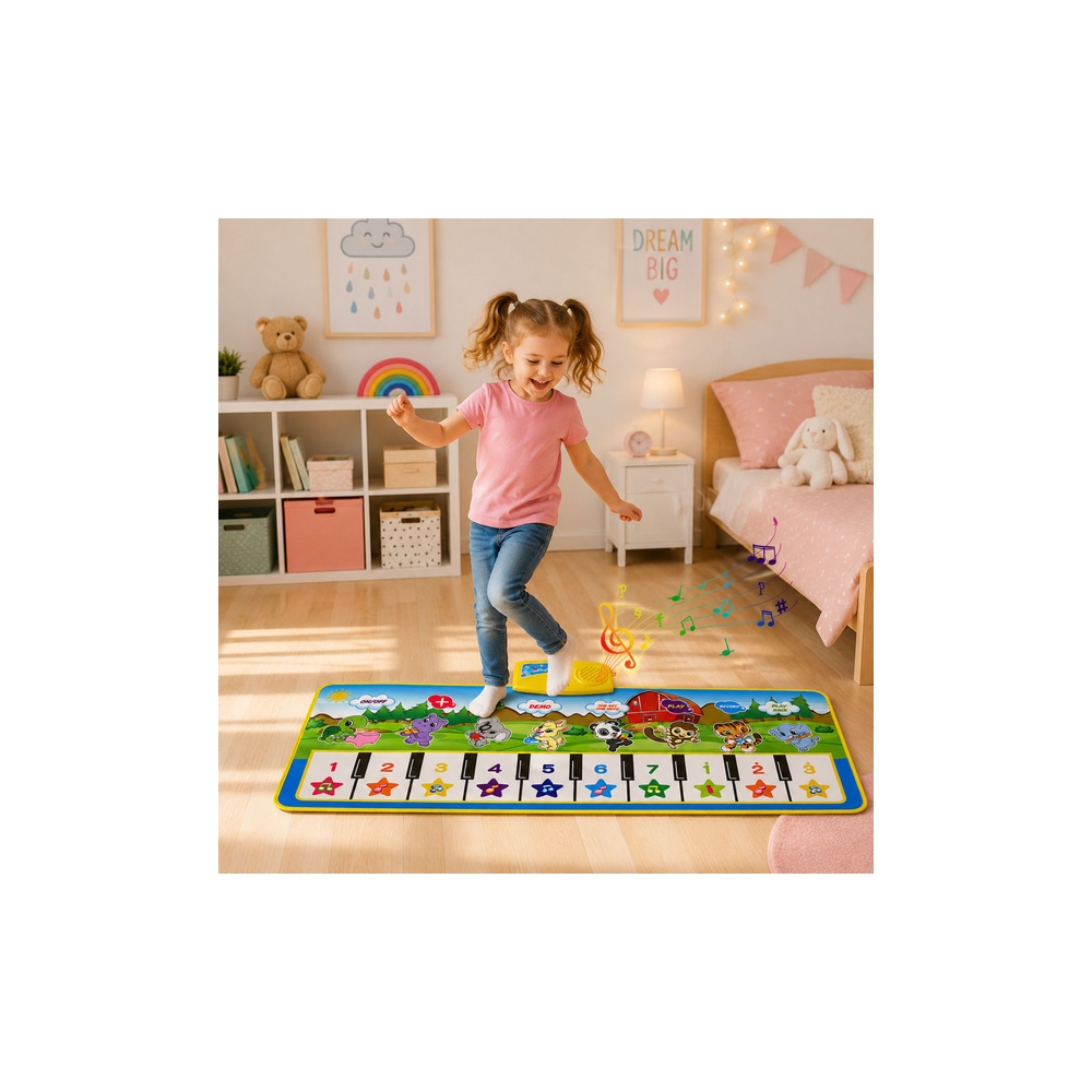 Muzikinis kilimėlis su gyvūnėliais ir muzikos instrumentų garsais, 100 x 36 cm-Žaislai, Muzikiniai-e-vaikas
