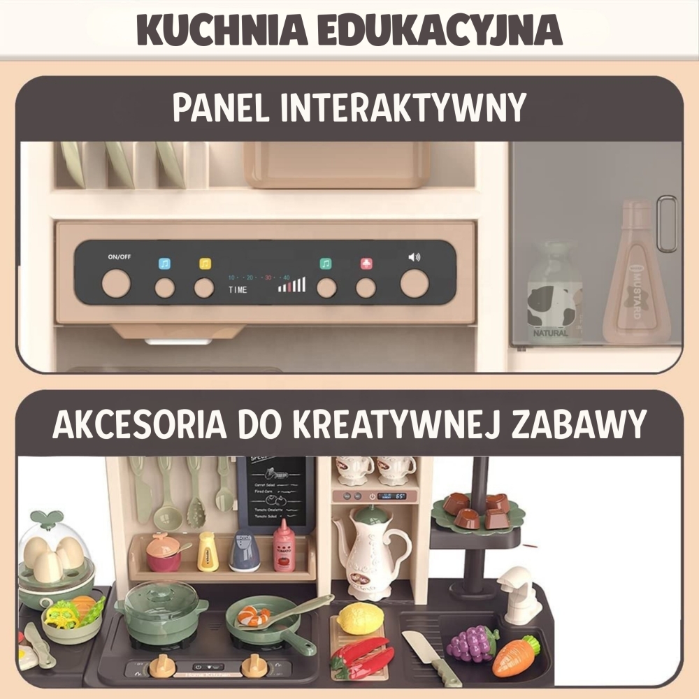 Interaktyvi virtuvė WOOPIE su garų maišytuvu ir vandens cirkuliacijos efektais, 88 el.