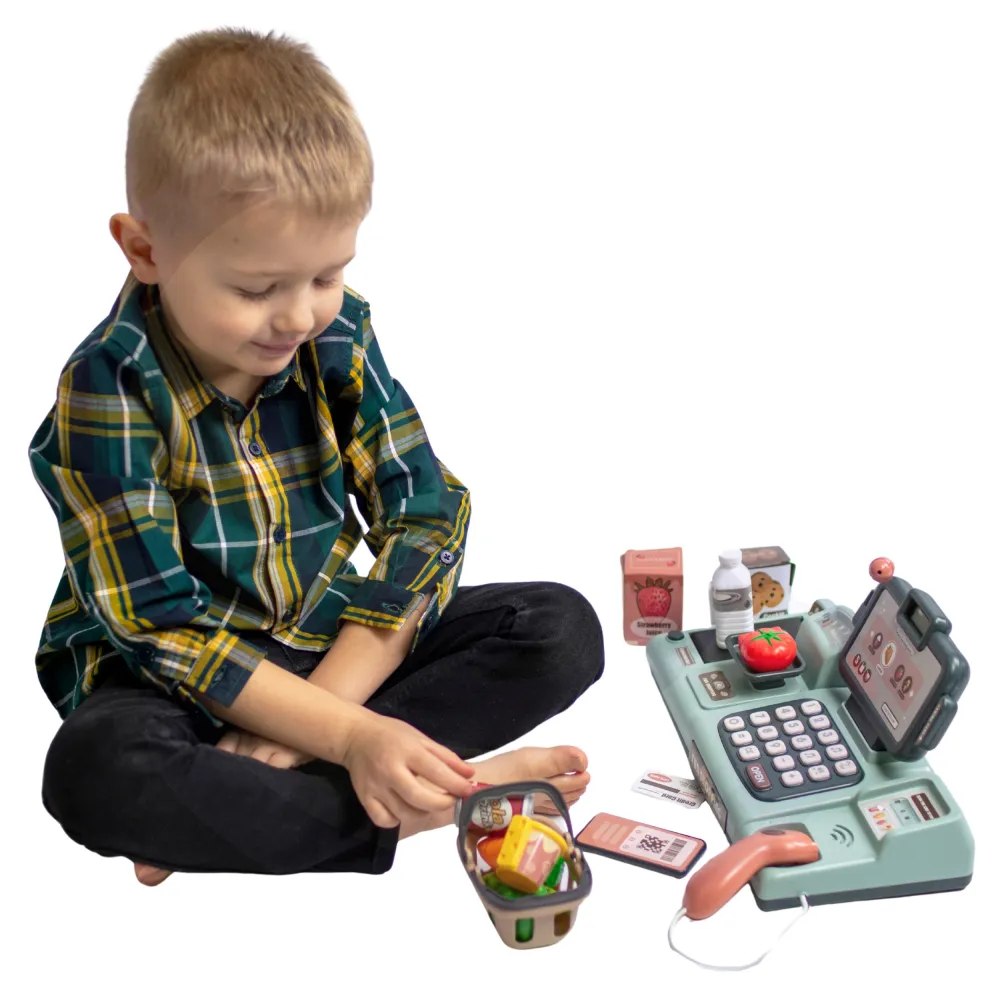 WOOPIE Kids' Cash Register Scanner Scale Microphone + 25 Accessories 