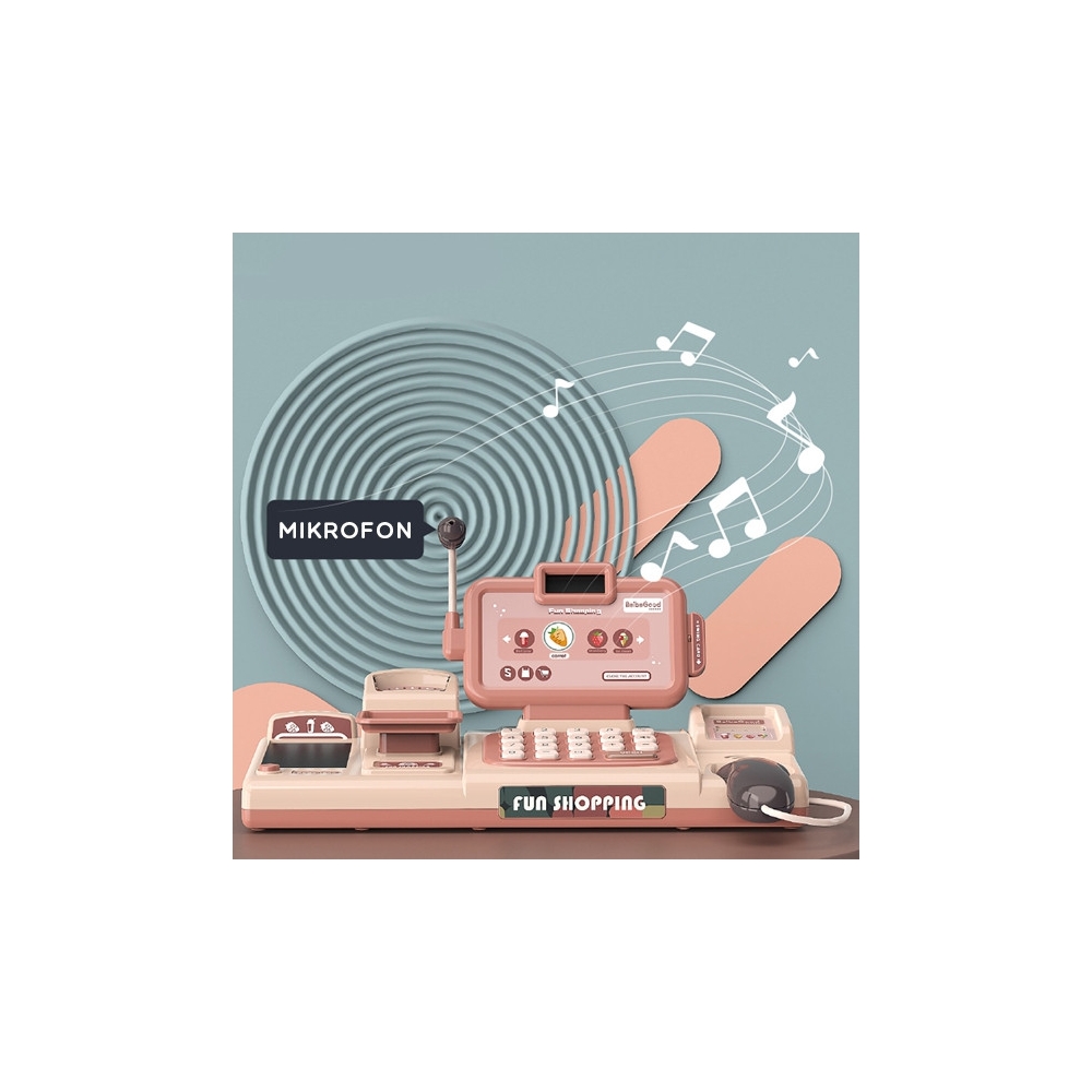WOOPIE Cash Register For Kids Scanner Scale Microphone + 25 Accs.					
