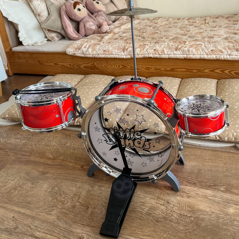 Mokomasis būgnų rinkinys vaikams WOOPIE, besimokantiems muzikos-Laikina-e-vaikas