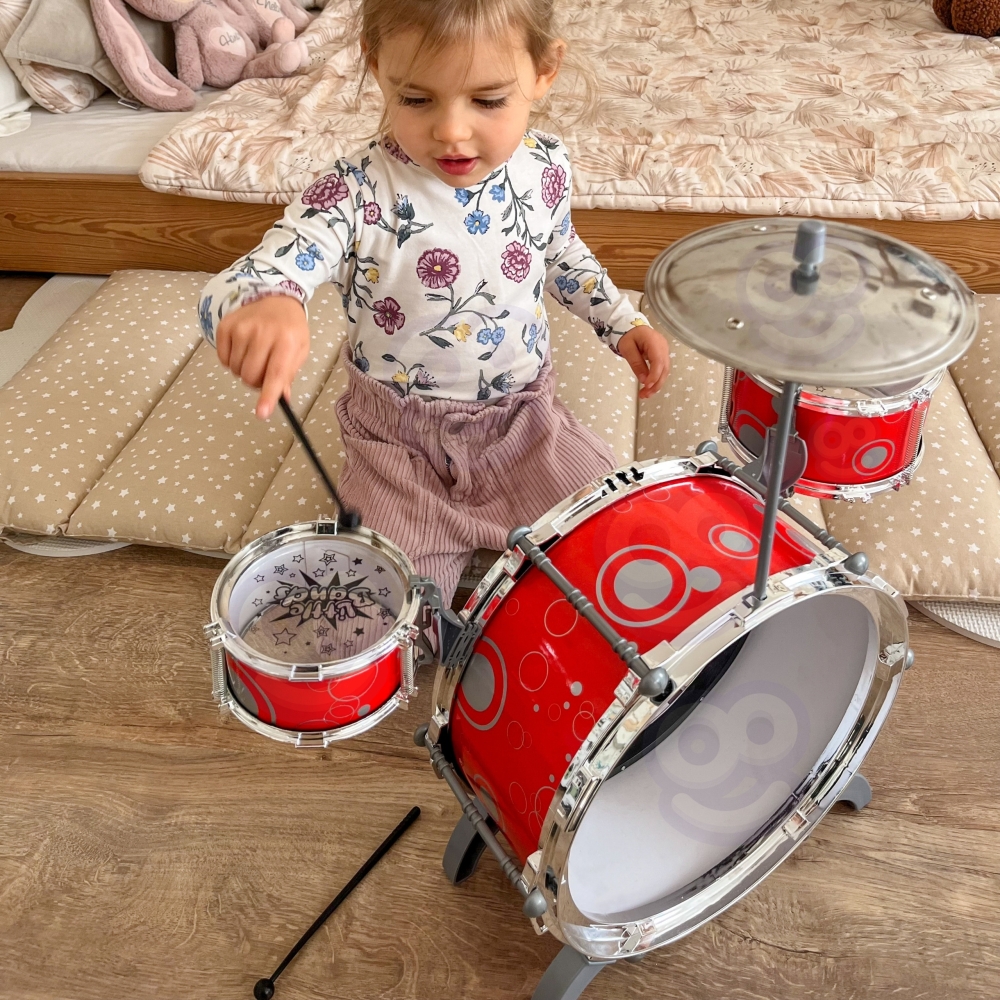 Mokomasis būgnų rinkinys vaikams WOOPIE, besimokantiems muzikos-Laikina-e-vaikas
