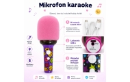 Belaidis karaokės mikrofonas su garsiakalbiu WOOPIE, rožinis-Laikina-e-vaikas