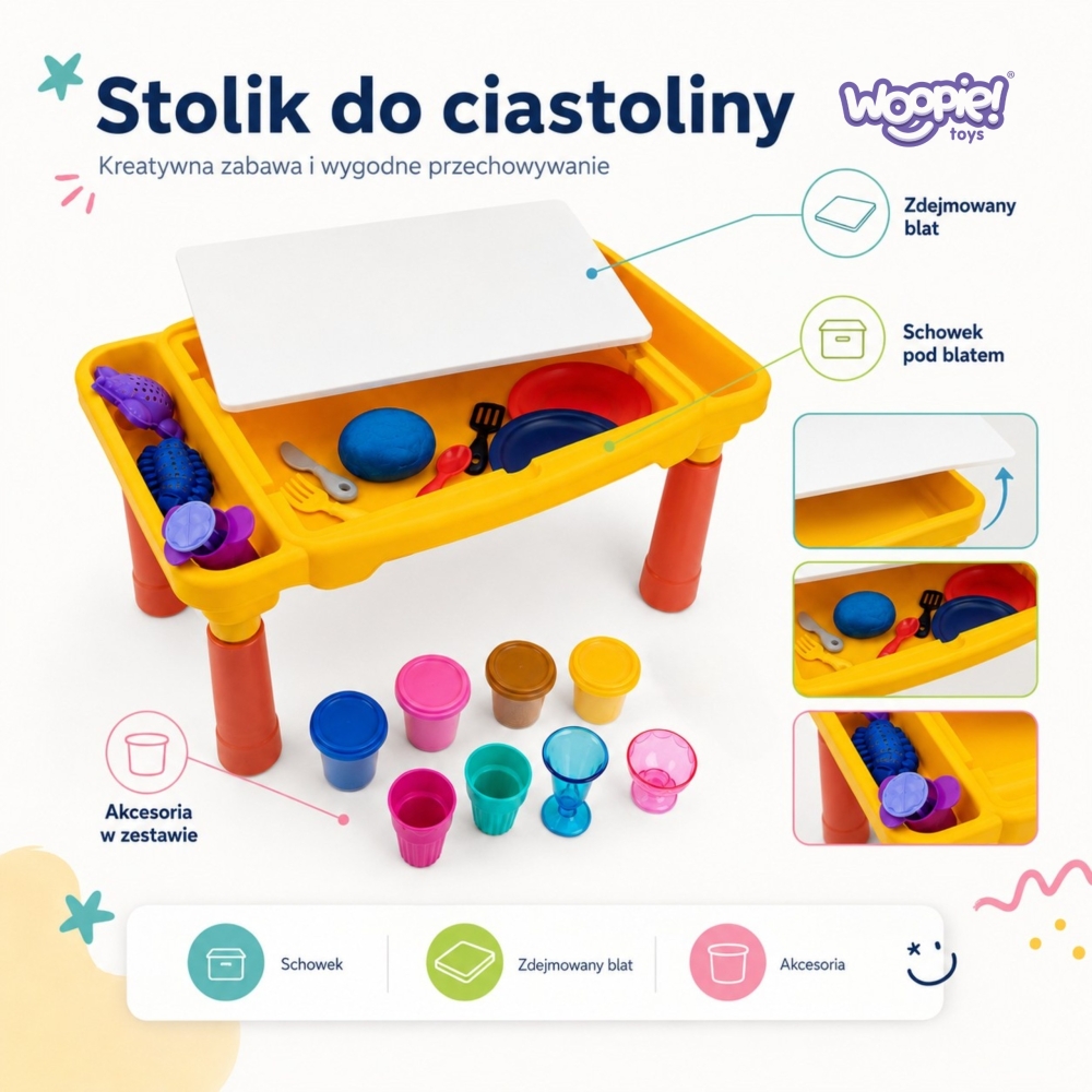 WOOPIE Dough Table Set with Storage 40 pcs. 