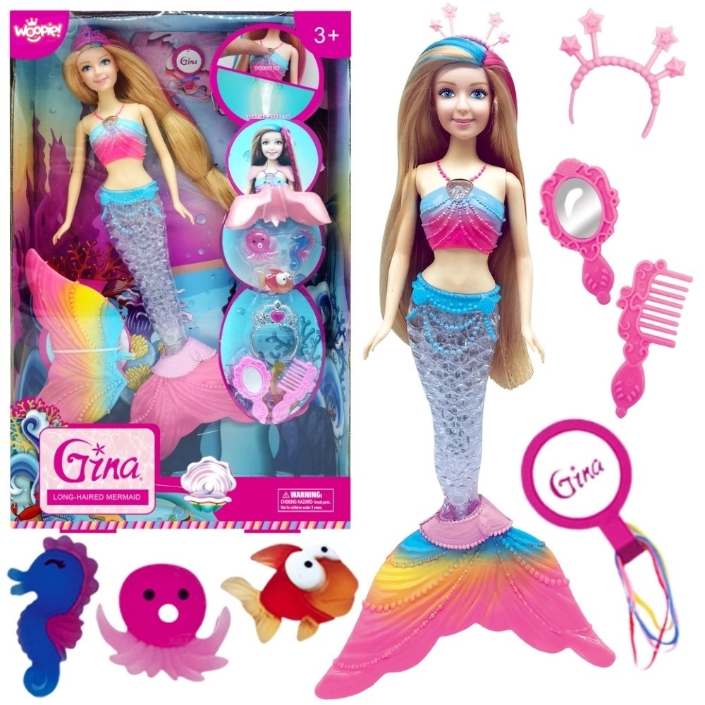 Lėlė undinė Gina WOOPIE Magic Rainbow su aksesuarais-LEKER-e-vaikas