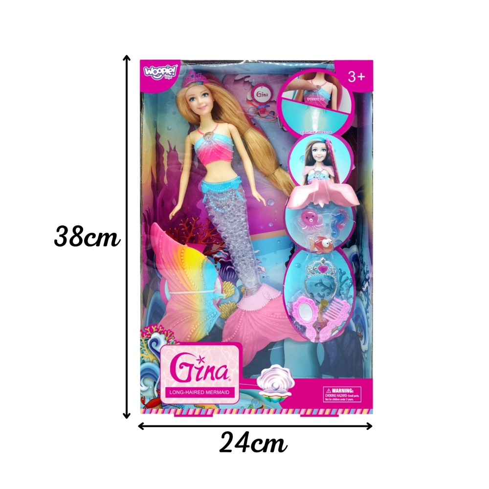 WOOPIE Gina Magic Rainbow Mermaid Doll with Accessories 