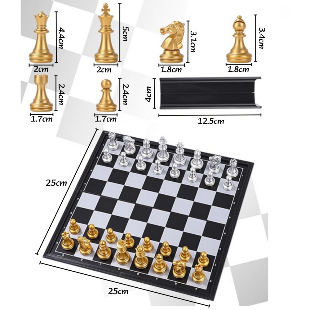 WOOPIE Portable Magnetic Chess Set Gold Silver 