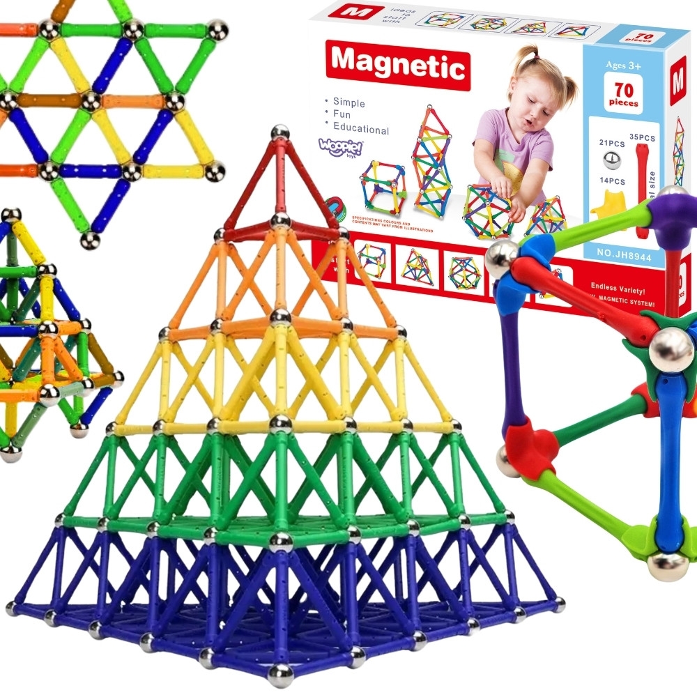 Magnetinis konstruktorius WOOPIE – kūrybinė dėlionė, 70 vnt-Žaislai, Konstruktoriai, Magnetiniai konstruktoriai-e-vaikas