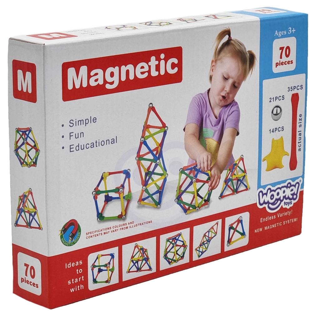 Magnetinis konstruktorius WOOPIE – kūrybinė dėlionė, 70 vnt-Žaislai, Konstruktoriai, Magnetiniai konstruktoriai-e-vaikas