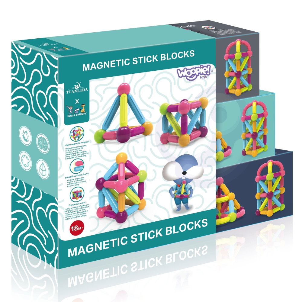 Magnetinis konstruktorius WOOPIE mokomieji, dideli ir stori, 28 vnt-Žaislai, Konstruktoriai, Magnetiniai konstruktoriai-e-vaikas