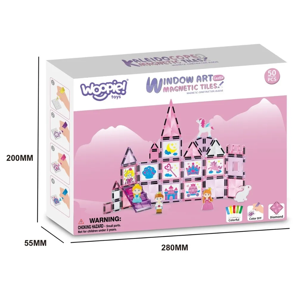 Magnetinis konstruktorius WOOPIE Princesės pilis, 50 vnt-Žaislai, Konstruktoriai, Magnetiniai konstruktoriai-e-vaikas
