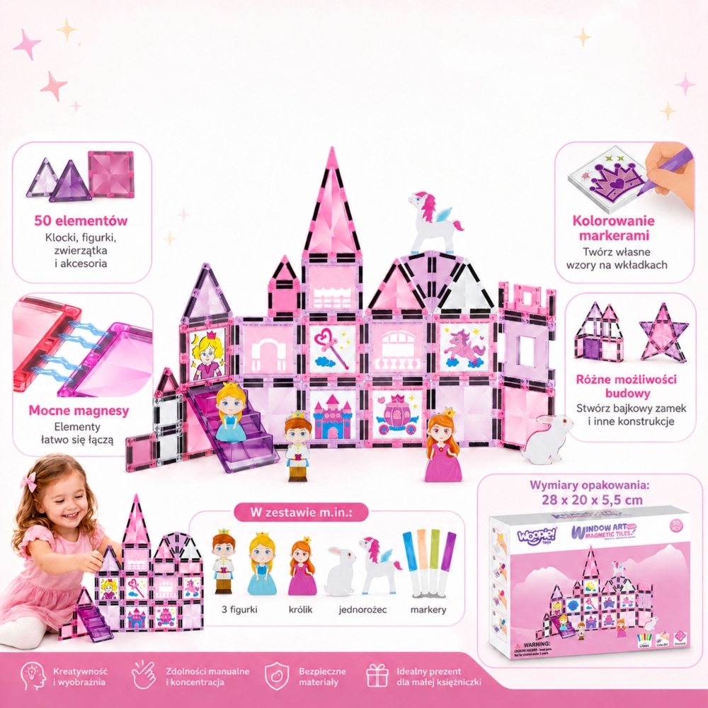 WOOPIE Magnetic Blocks Princess Castle Set 50 pcs.					