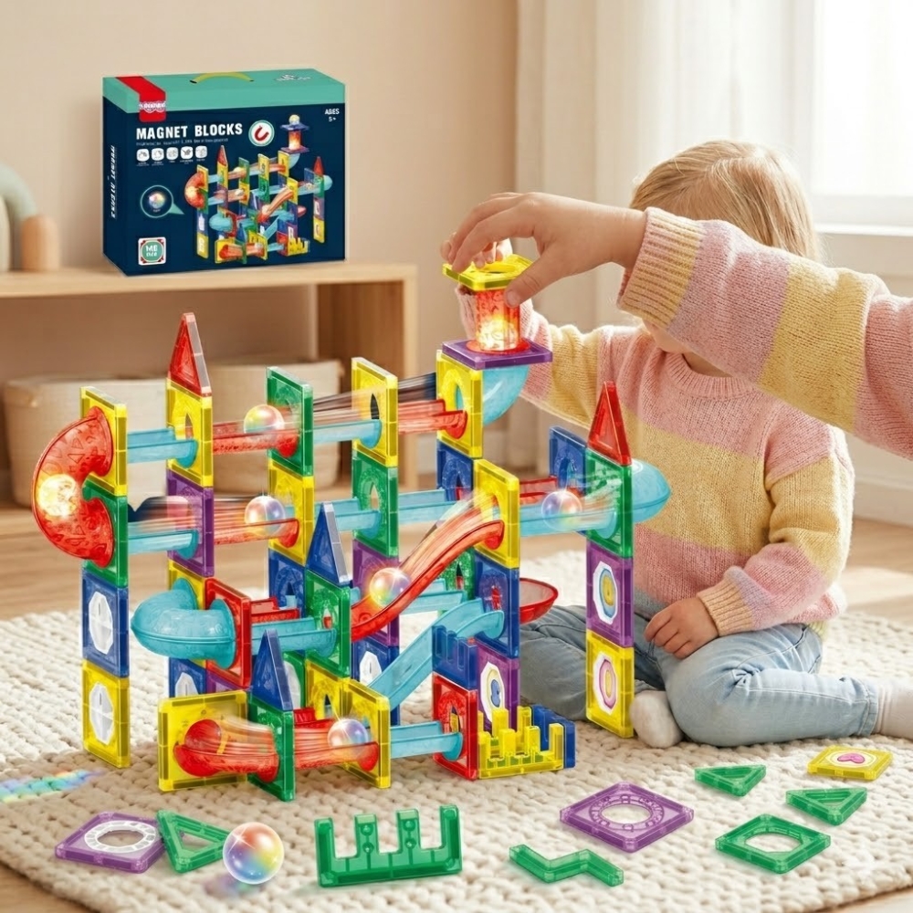 Magnetinis konstruktorius WOOPIE 3D Kamuoliukų takelis, 105 vnt-Žaislai, Konstruktoriai, Magnetiniai konstruktoriai-e-vaikas