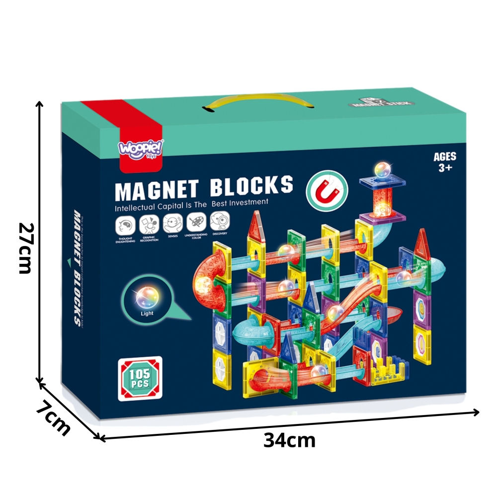 Magnetinis konstruktorius WOOPIE 3D Kamuoliukų takelis, 105 vnt-Žaislai, Konstruktoriai, Magnetiniai konstruktoriai-e-vaikas