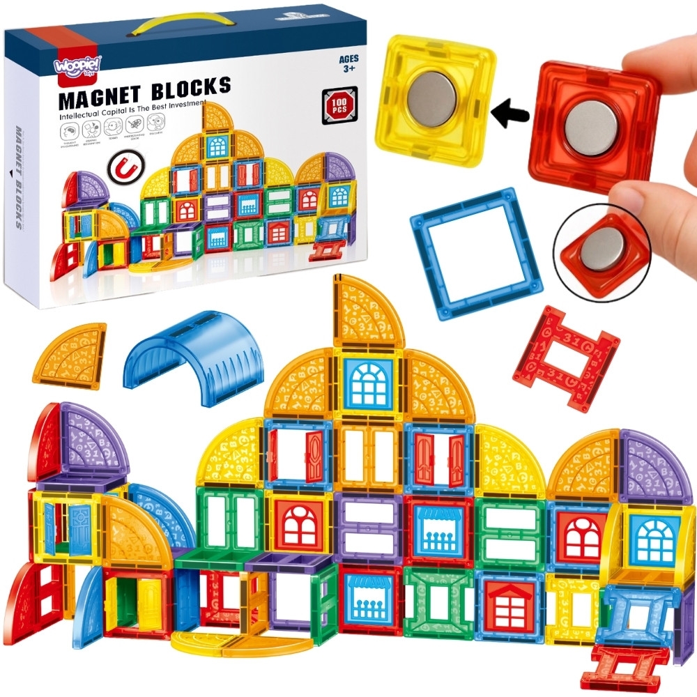 Magnetinis konstruktorius WOOPIE 3D Pilis, 100 vnt-Žaislai, Konstruktoriai, Magnetiniai konstruktoriai-e-vaikas