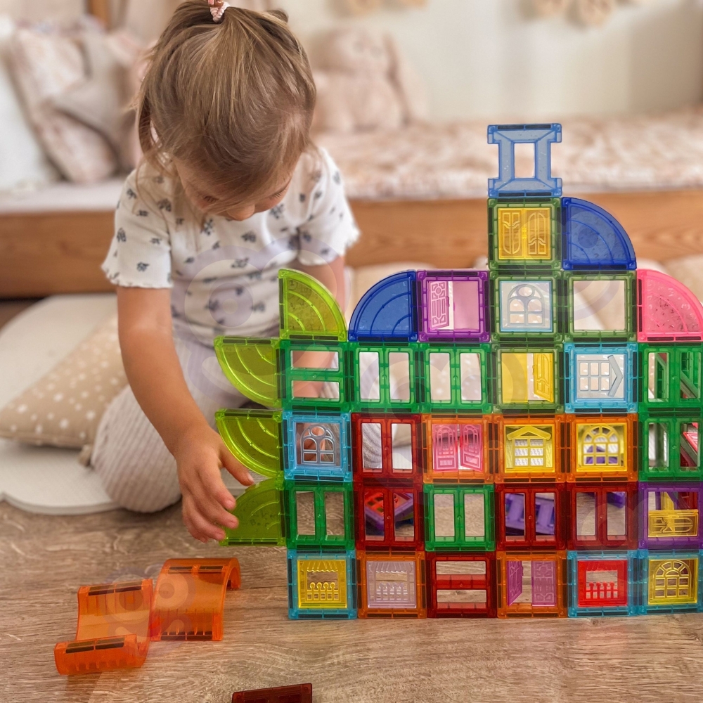 Magnetinis konstruktorius WOOPIE 3D Pilis, 100 vnt-Žaislai, Konstruktoriai, Magnetiniai konstruktoriai-e-vaikas