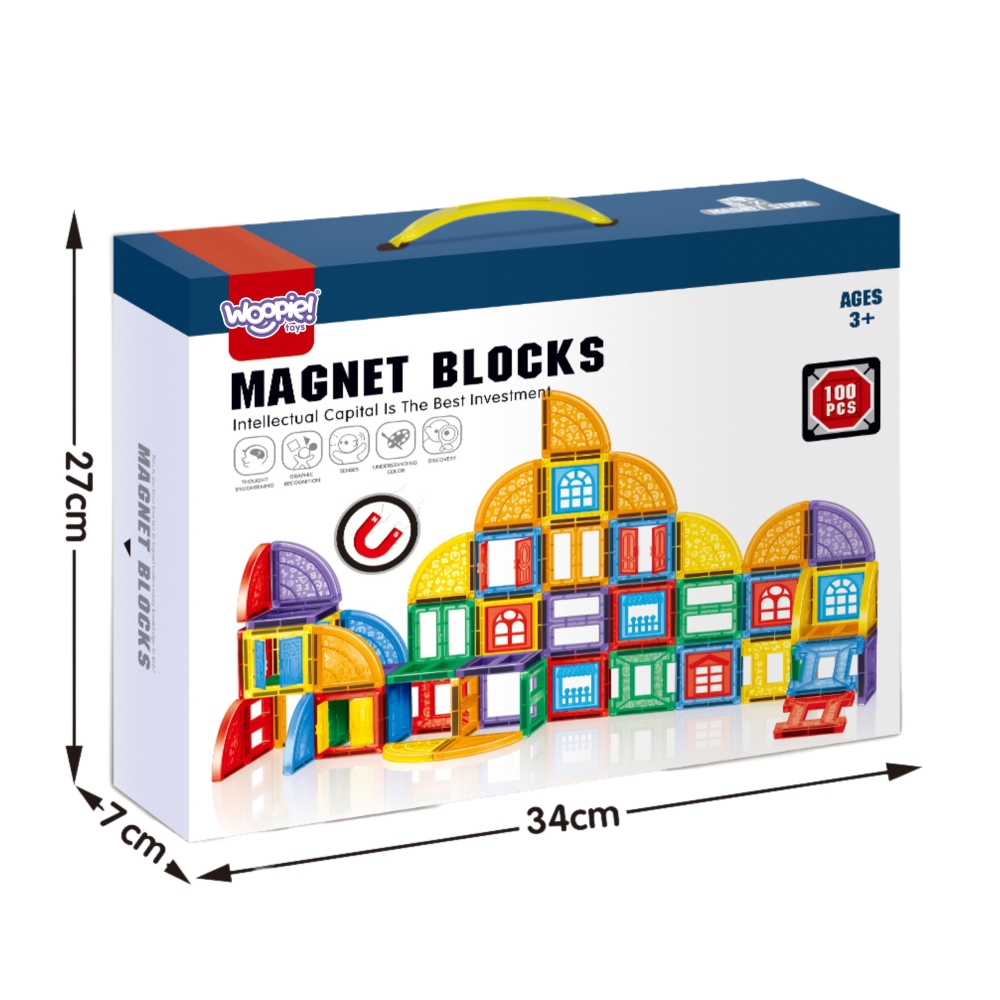 Magnetinis konstruktorius WOOPIE 3D Pilis, 100 vnt-Žaislai, Konstruktoriai, Magnetiniai konstruktoriai-e-vaikas