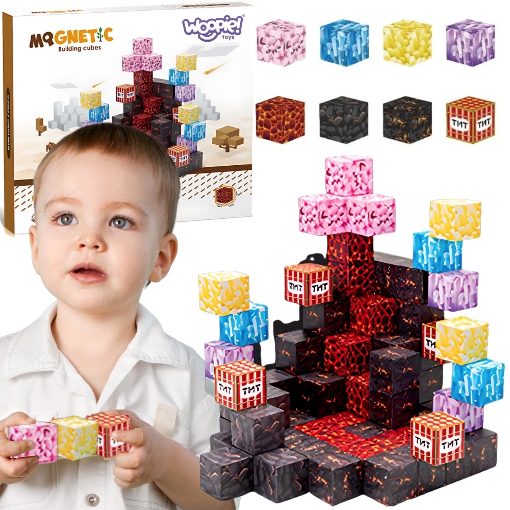 Magnetinis konstruktorius WOOPIE kubeliai Cubes Pixels, 74 vnt-Žaislai, Konstruktoriai, Magnetiniai konstruktoriai-e-vaikas